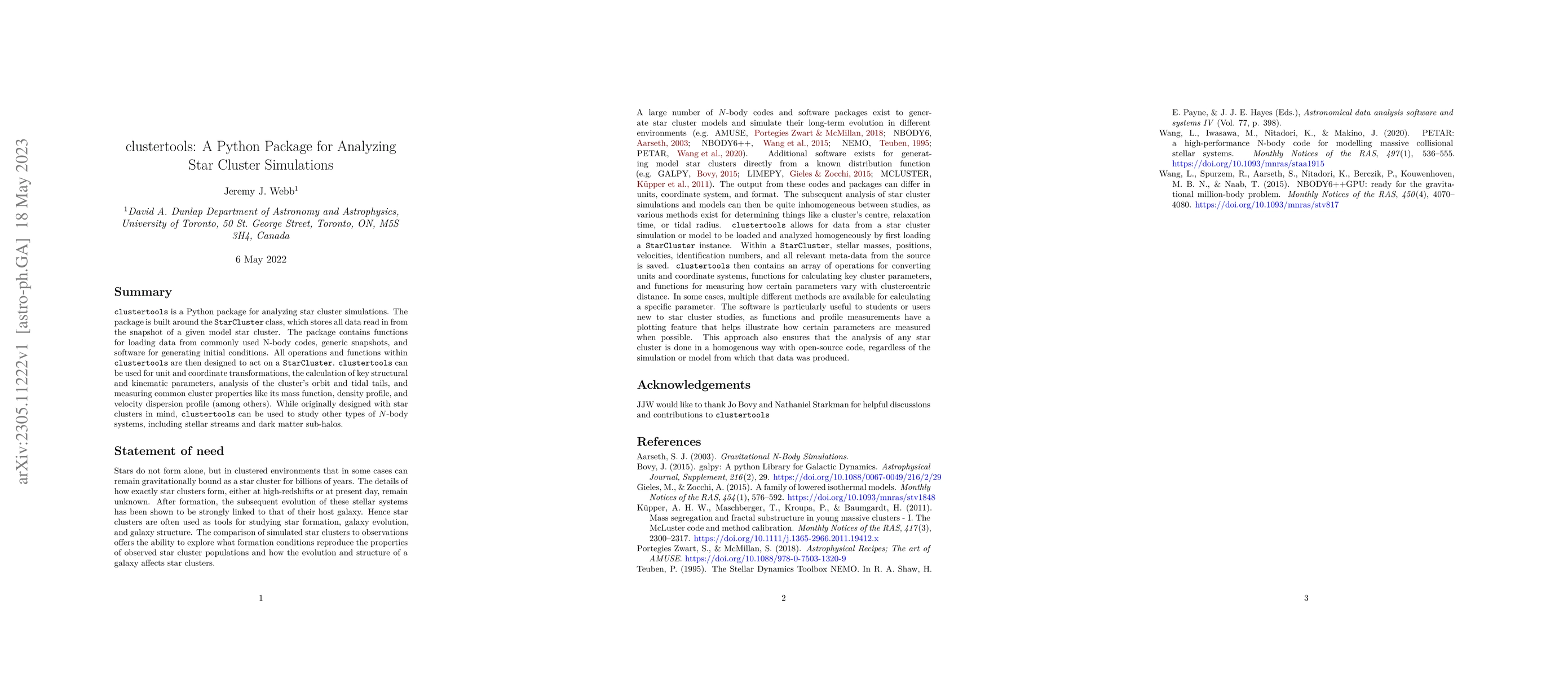 Thumbnail for $clustertools$: A Python Package for Analyzing Star Cluster Simulations