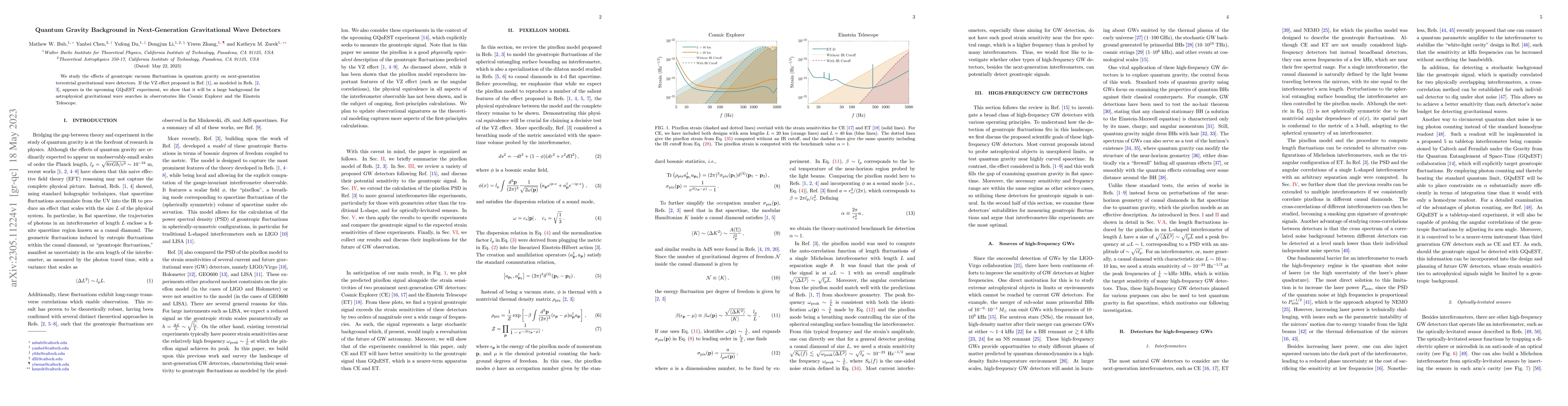 Thumbnail for Quantum Gravity Background in Next-Generation Gravitational Wave
  Detectors