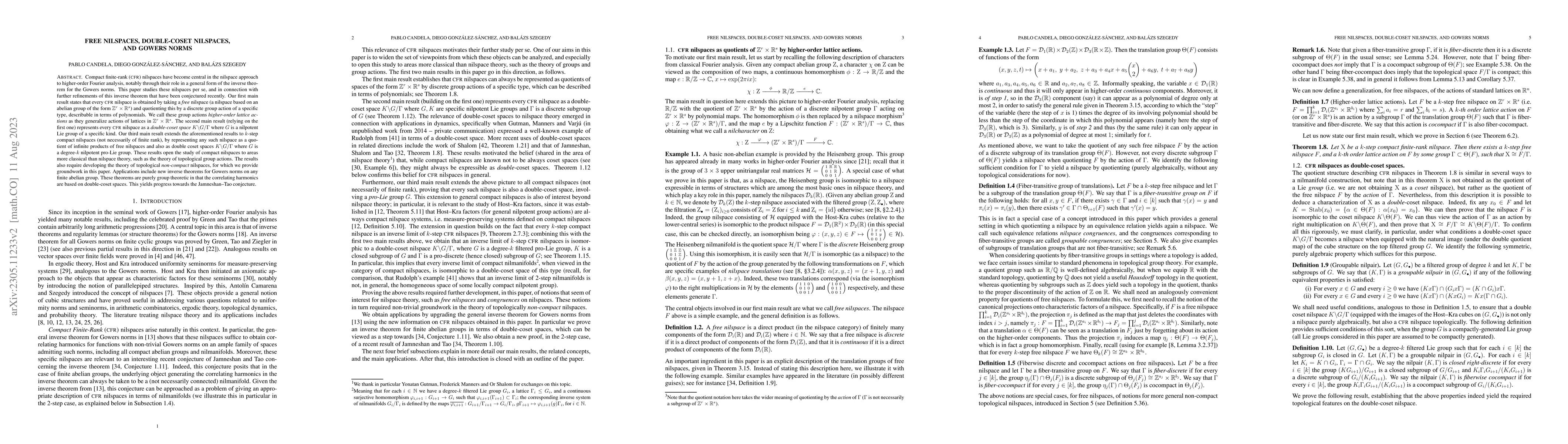 Thumbnail for Free nilspaces, double-coset nilspaces, and Gowers norms