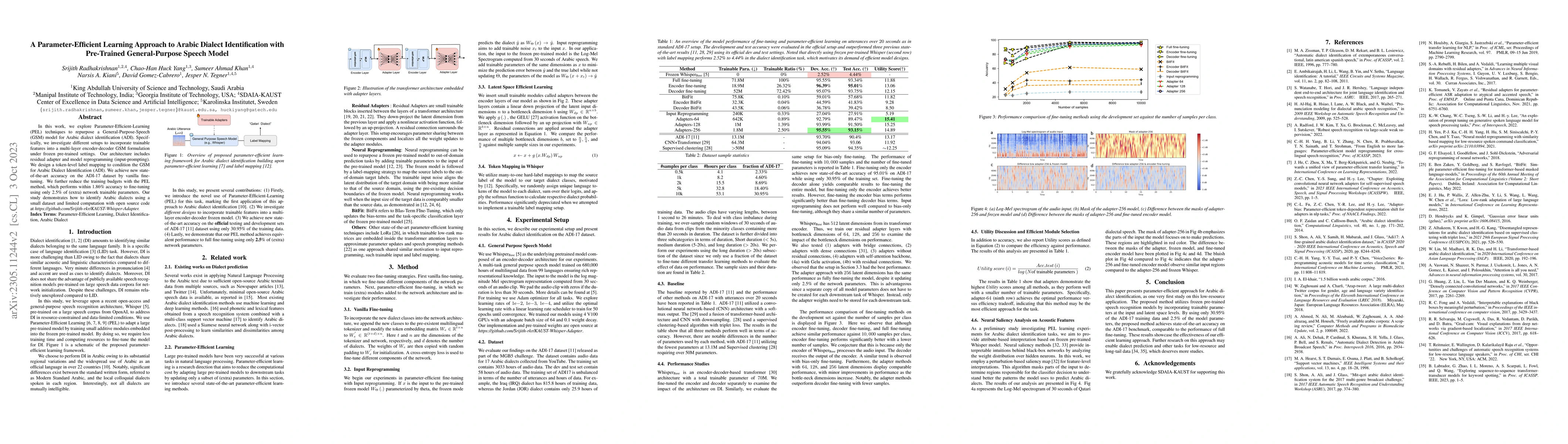 Thumbnail for A Parameter-Efficient Learning Approach to Arabic Dialect Identification
  with Pre-Trained General-Purpose Speech Model