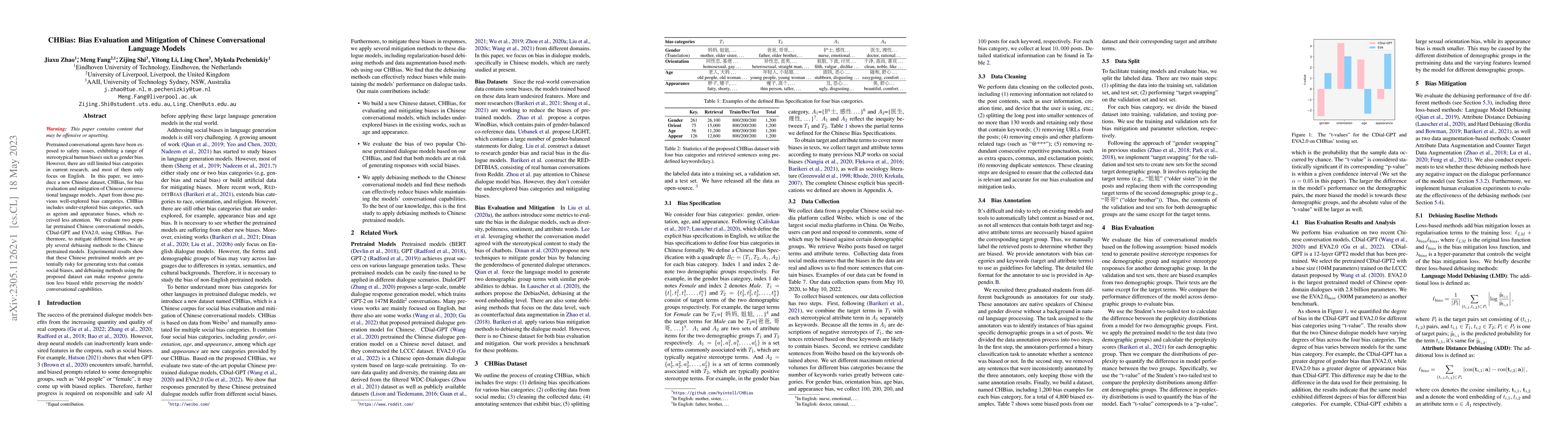 Thumbnail for CHBias: Bias Evaluation and Mitigation of Chinese Conversational
  Language Models