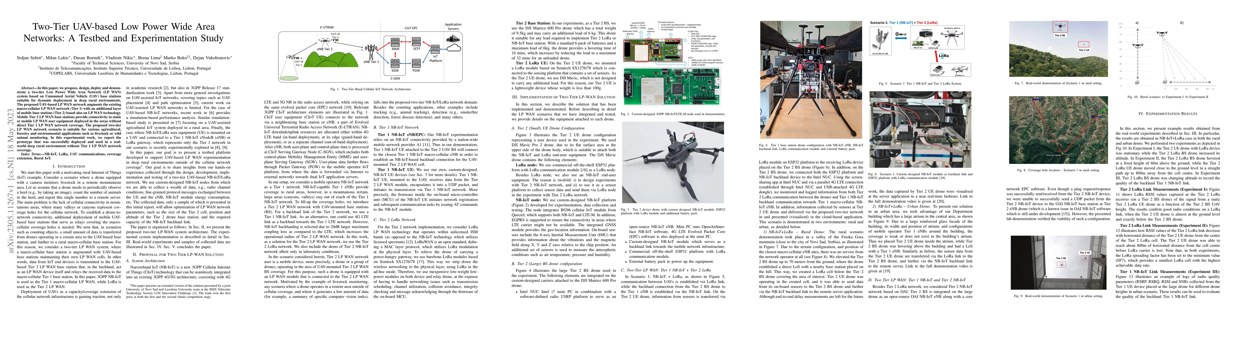 Thumbnail for Two-Tier UAV-based Low Power Wide Area Networks: A Testbed and
  Experimentation Study