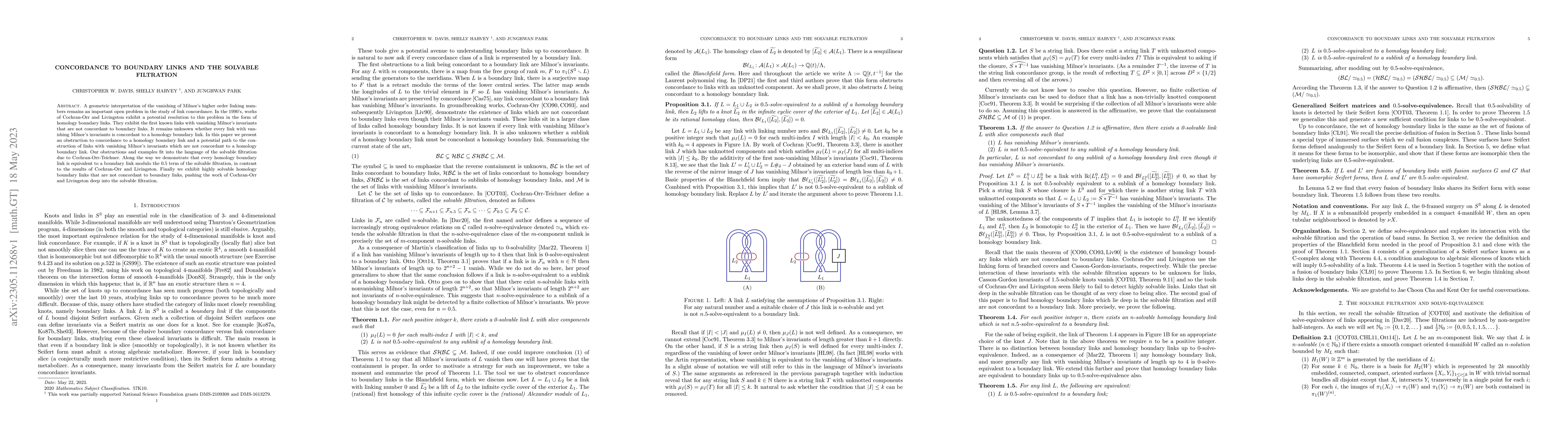 Thumbnail for Concordance to boundary links and the solvable filtration