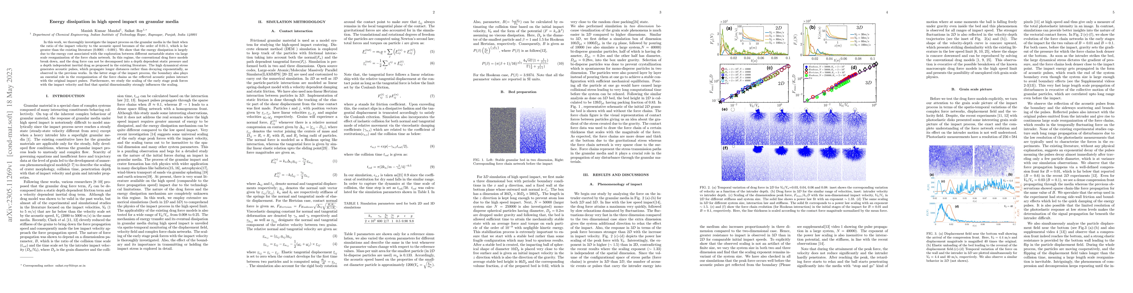 Thumbnail for Energy dissipation in high speed impact on granular media