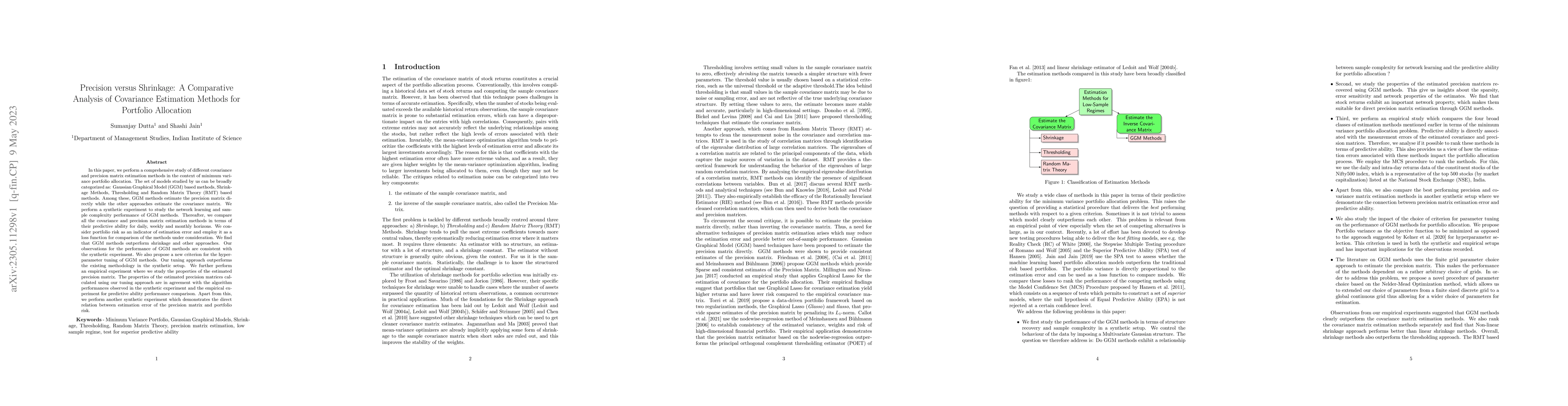 Thumbnail for Precision versus Shrinkage: A Comparative Analysis of Covariance
  Estimation Methods for Portfolio Allocation