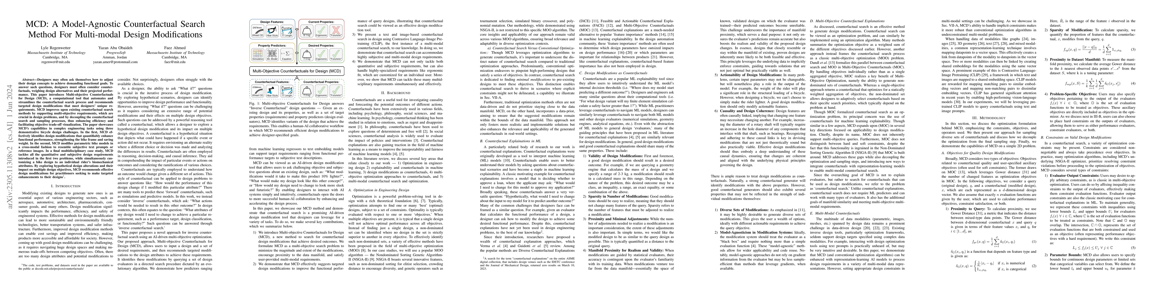 Thumbnail for MCD: A Model-Agnostic Counterfactual Search Method For Multi-modal
  Design Modifications