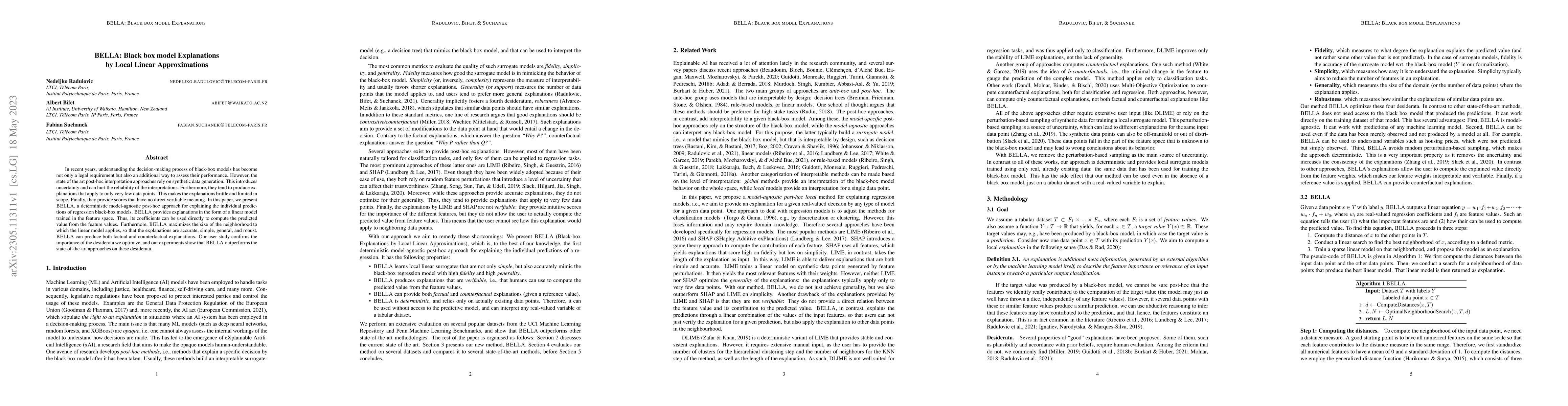 Thumbnail for BELLA: Black box model Explanations by Local Linear Approximations