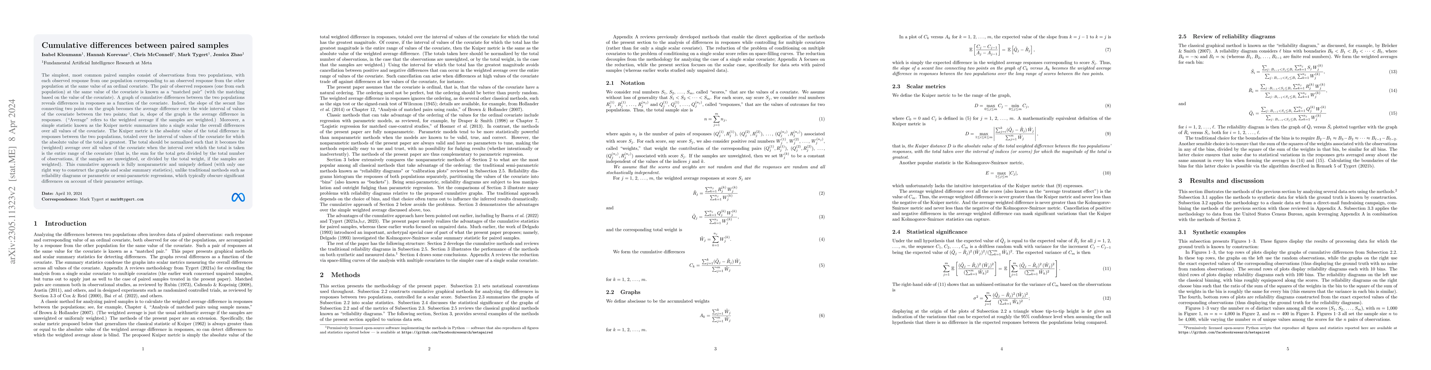 Thumbnail for Cumulative differences between paired samples