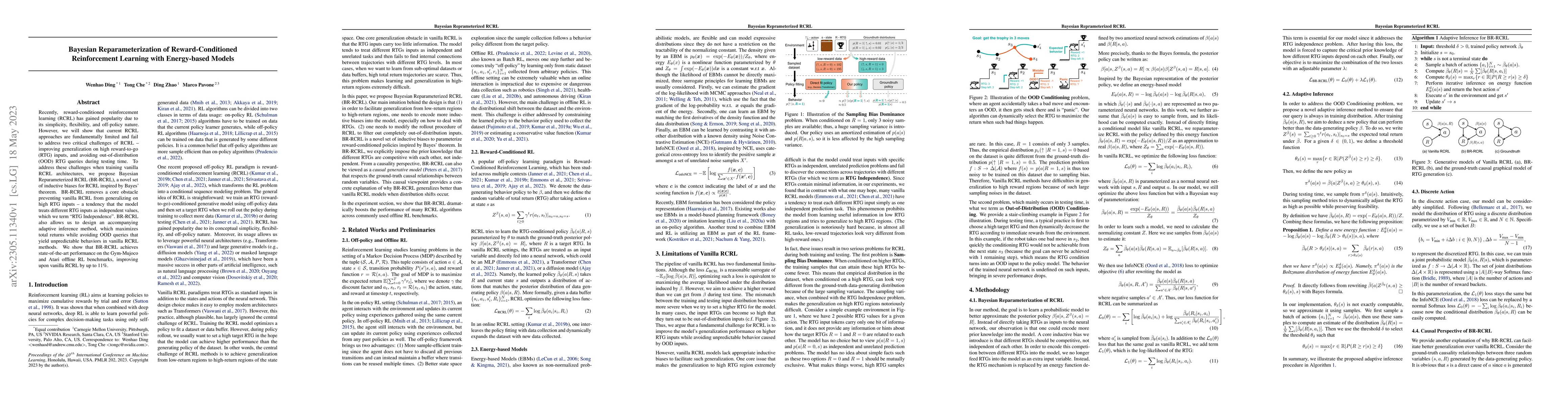 Thumbnail for Bayesian Reparameterization of Reward-Conditioned Reinforcement Learning
  with Energy-based Models