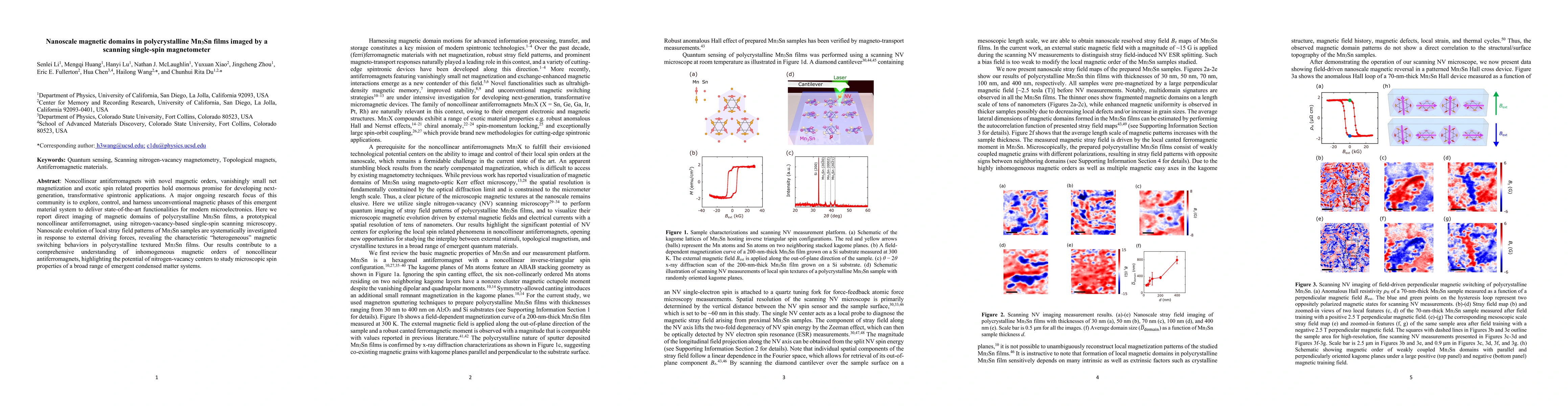 Thumbnail for Nanoscale magnetic domains in polycrystalline Mn3Sn films imaged by a
  scanning single-spin magnetometer