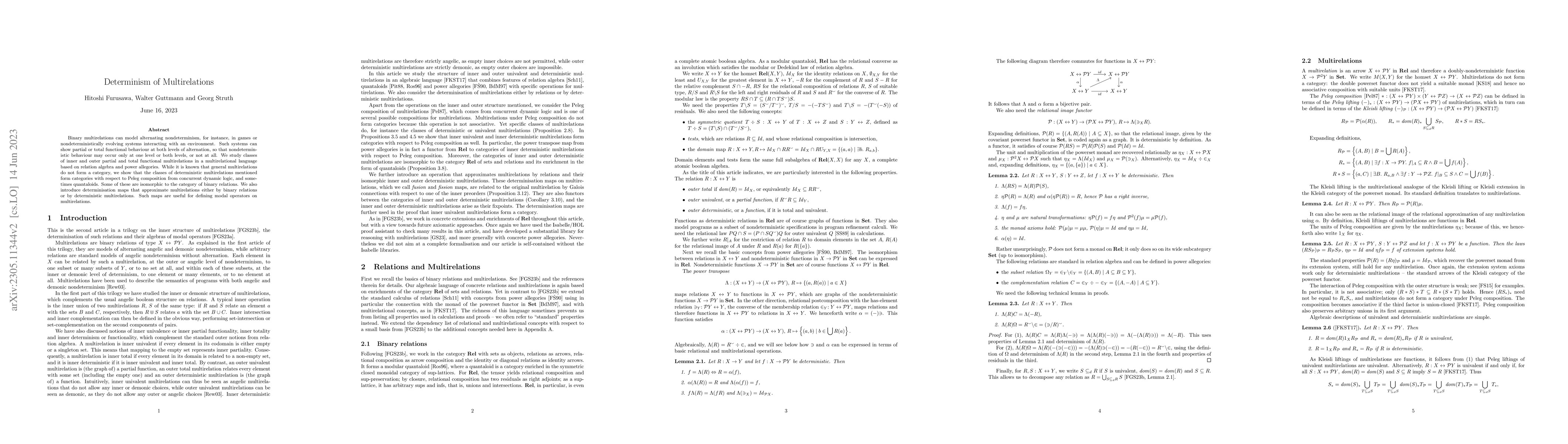 Thumbnail for Determinism of Multirelations