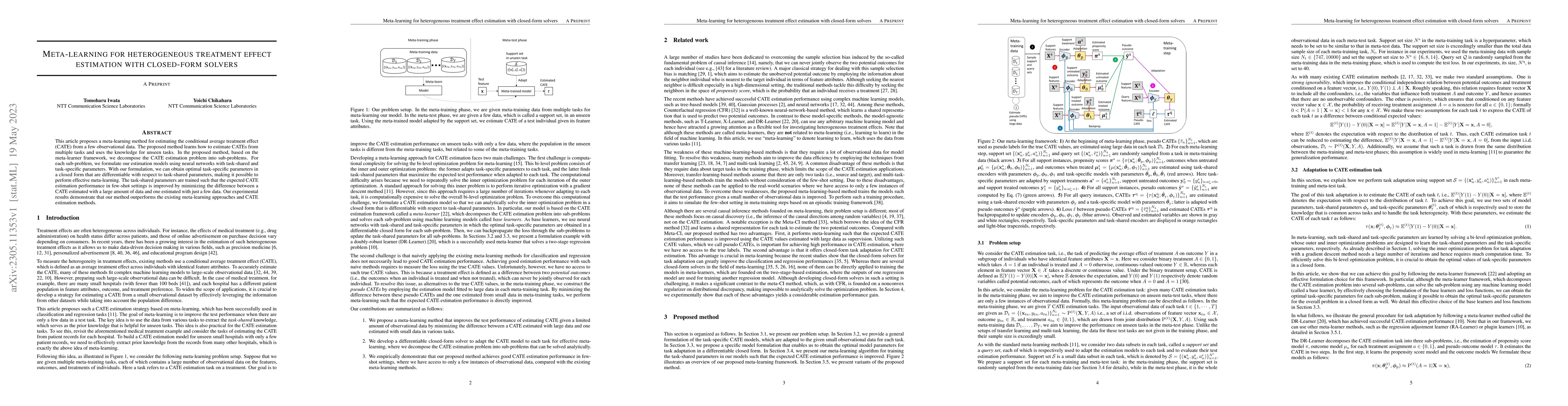Thumbnail for Meta-learning for heterogeneous treatment effect estimation with
  closed-form solvers