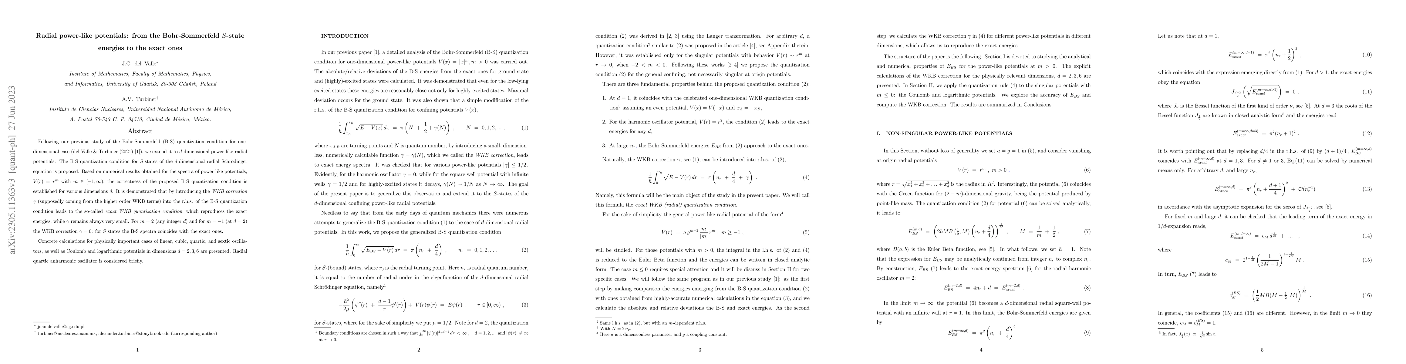 Thumbnail for Radial power-like potentials: from the Bohr-Sommerfeld $S$-state
  energies to the exact ones