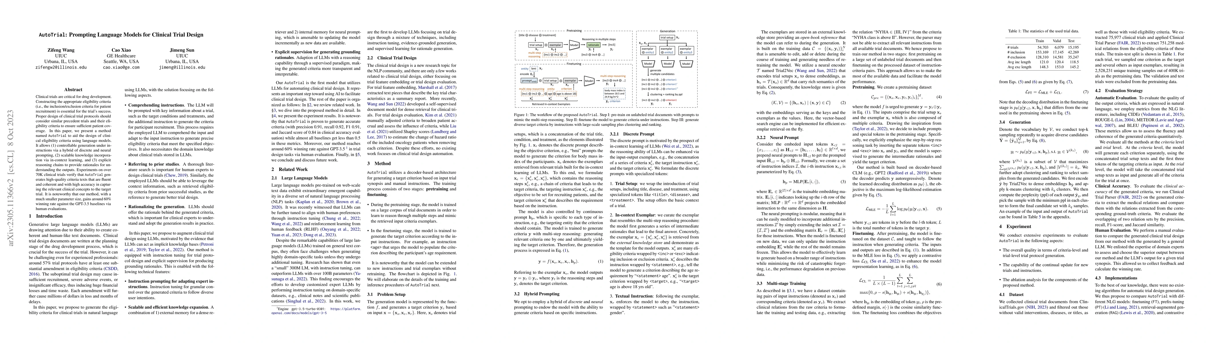 Thumbnail for AutoTrial: Prompting Language Models for Clinical Trial Design