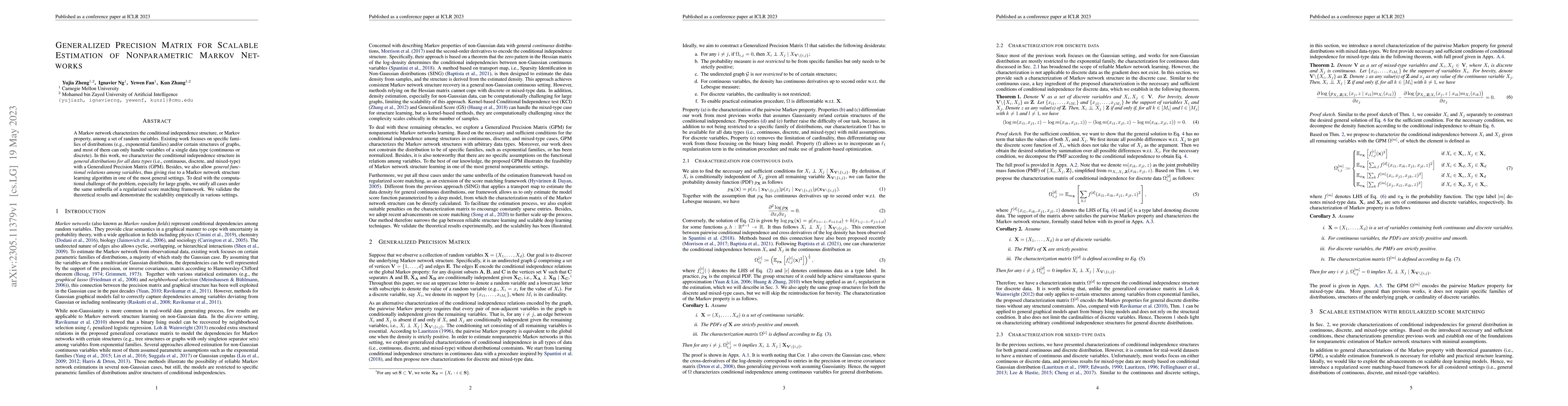 Thumbnail for Generalized Precision Matrix for Scalable Estimation of Nonparametric
  Markov Networks