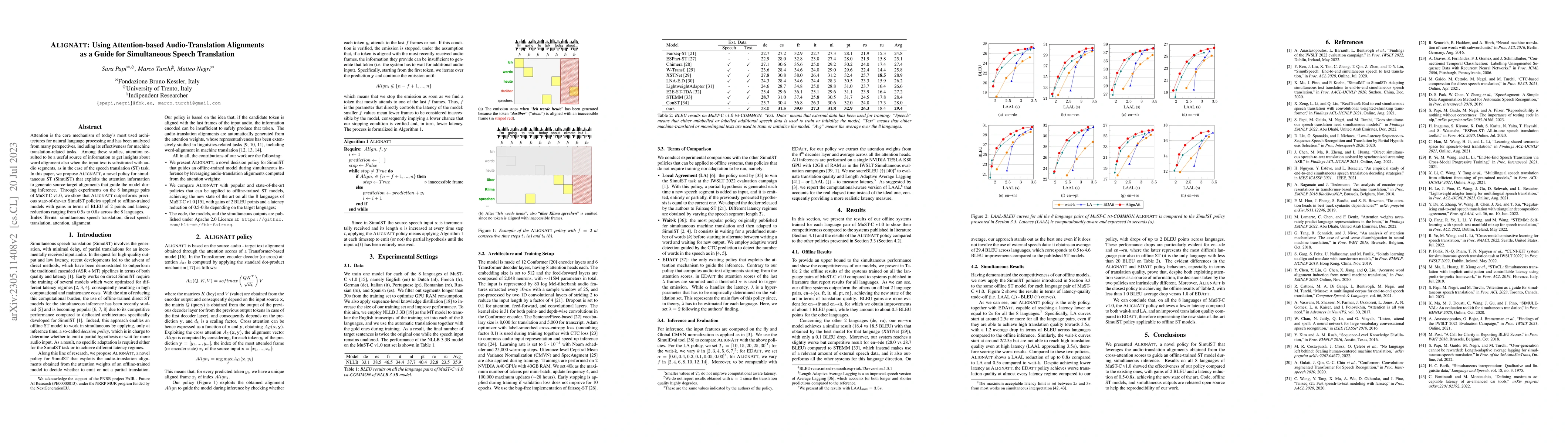 Thumbnail for AlignAtt: Using Attention-based Audio-Translation Alignments as a Guide
  for Simultaneous Speech Translation