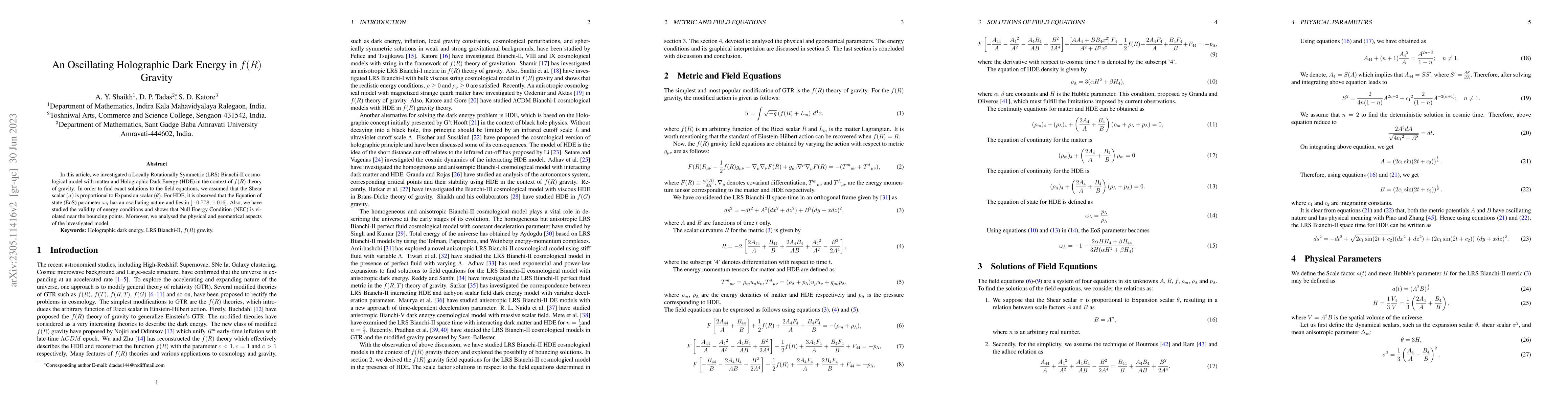 Thumbnail for An Oscillating Holographic Dark Energy in $f(R)$ Gravity