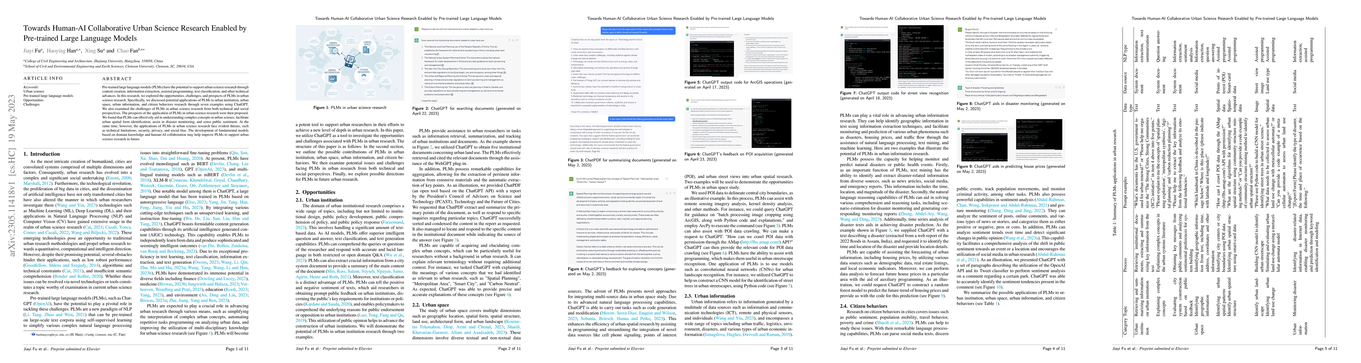 Thumbnail for Towards Human-AI Collaborative Urban Science Research Enabled by
  Pre-trained Large Language Models