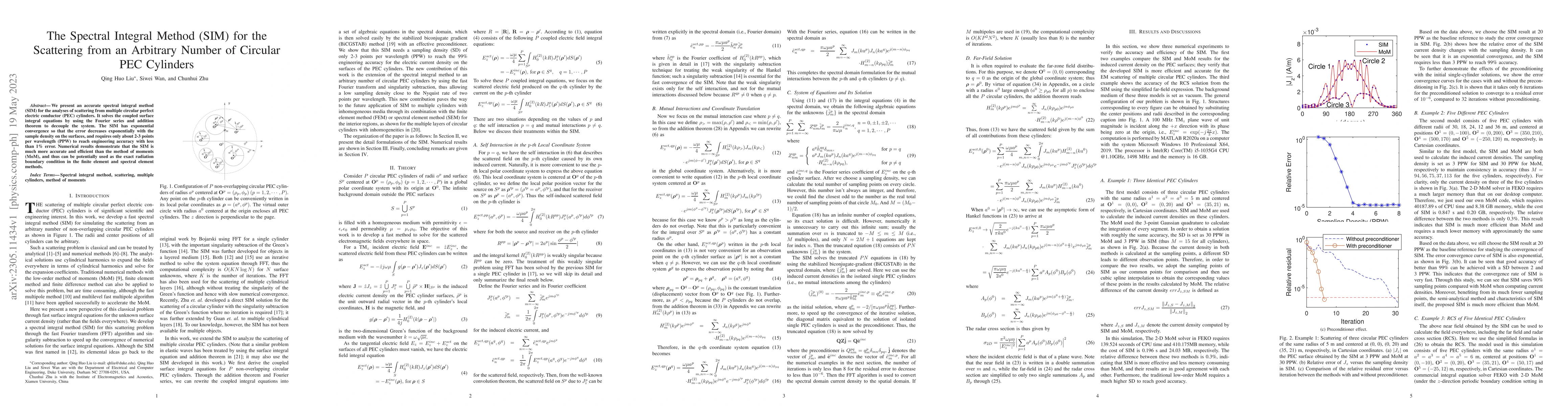 Thumbnail for The Spectral Integral Method (SIM) for the Scattering from an Arbitrary
  Number of Circular PEC Cylinders