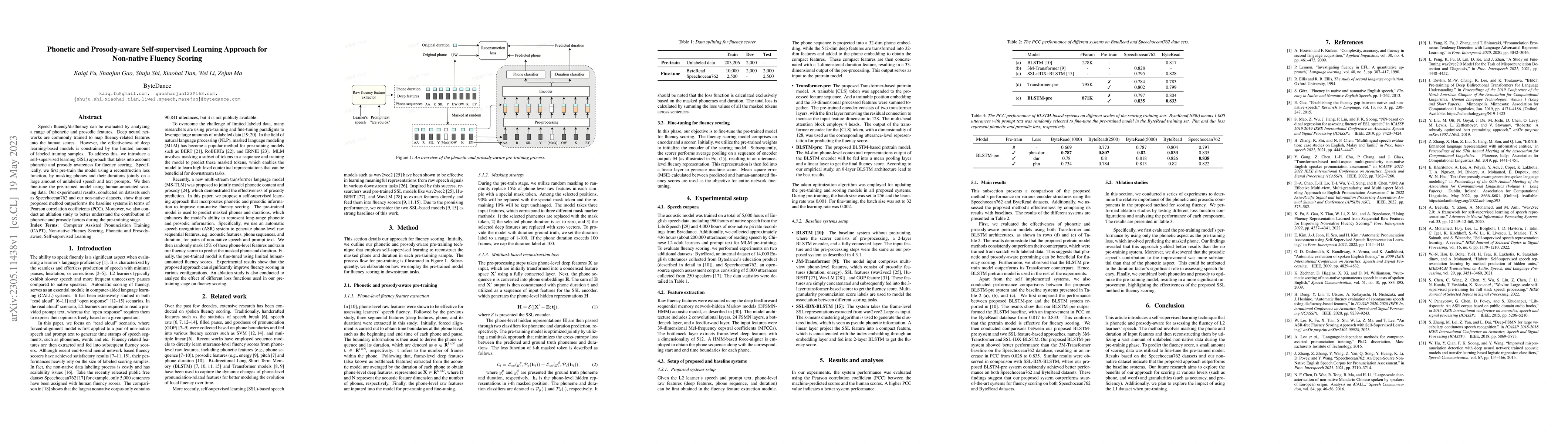 Thumbnail for Phonetic and Prosody-aware Self-supervised Learning Approach for
  Non-native Fluency Scoring