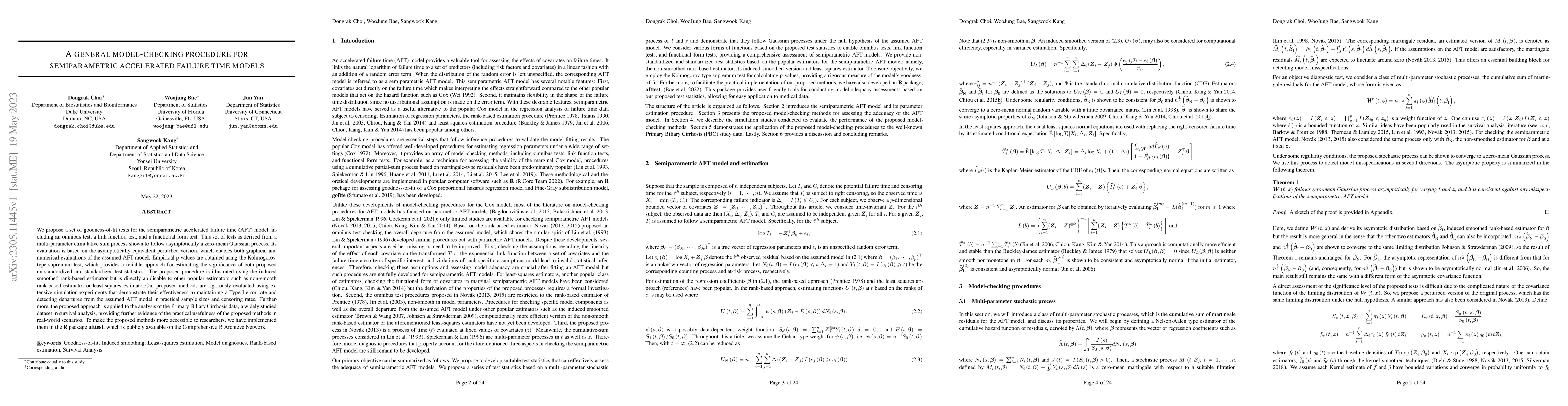 Thumbnail for A general model-checking procedure for semiparametric accelerated
  failure time models