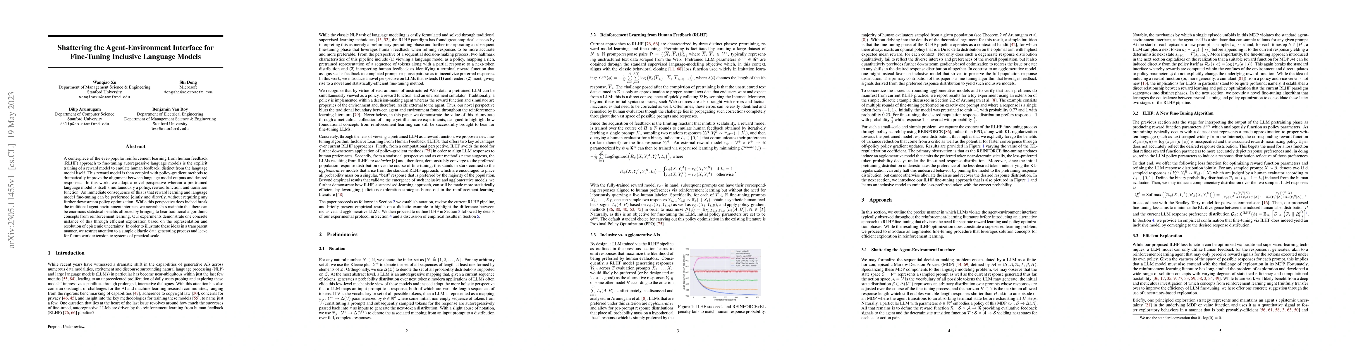 Thumbnail for Shattering the Agent-Environment Interface for Fine-Tuning Inclusive
  Language Models