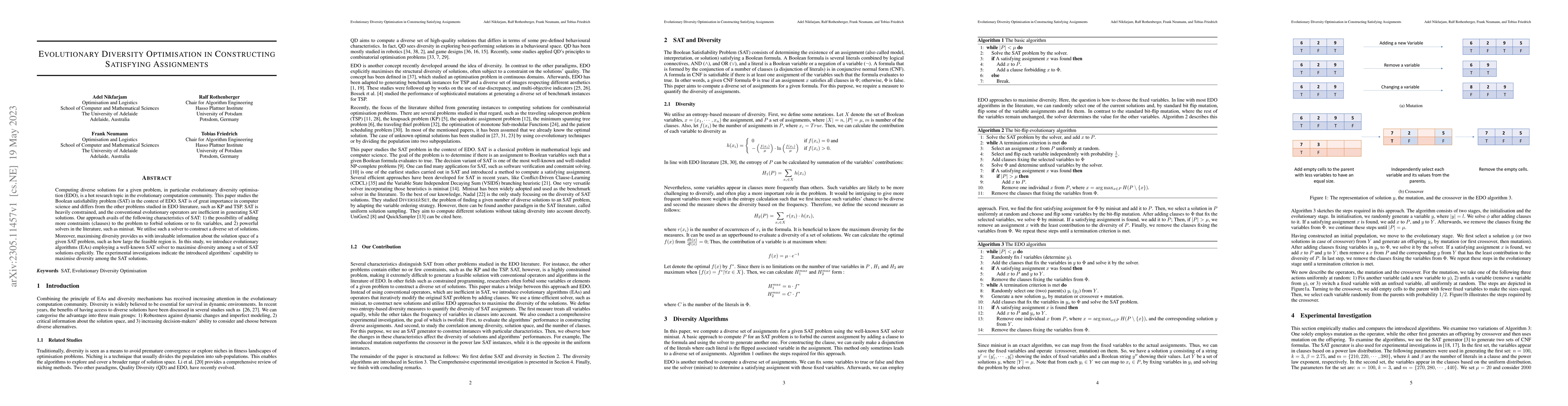 Thumbnail for Evolutionary Diversity Optimisation in Constructing Satisfying
  Assignments