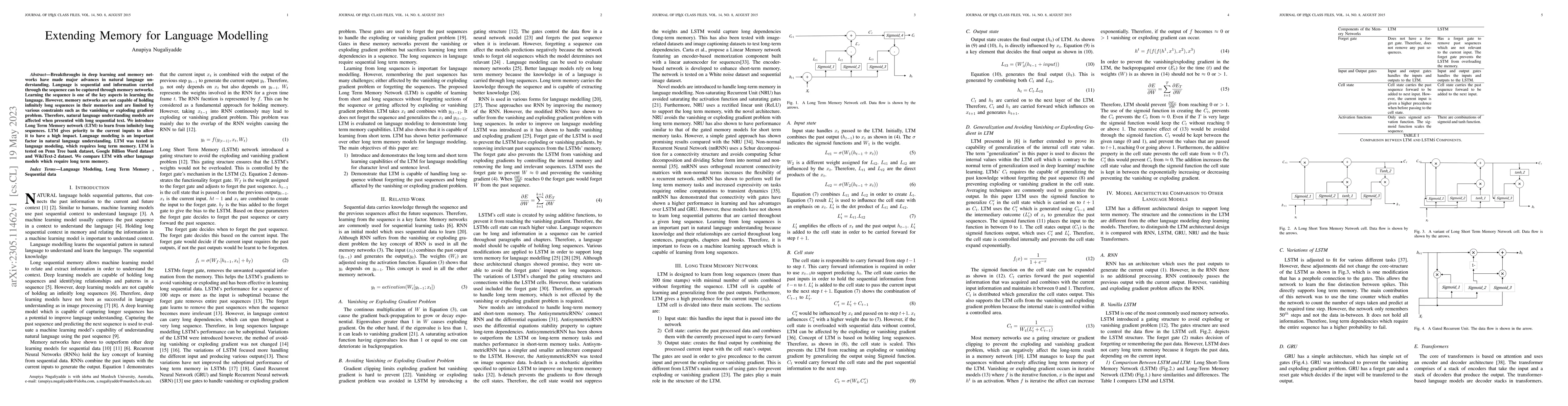 Thumbnail for Extending Memory for Language Modelling