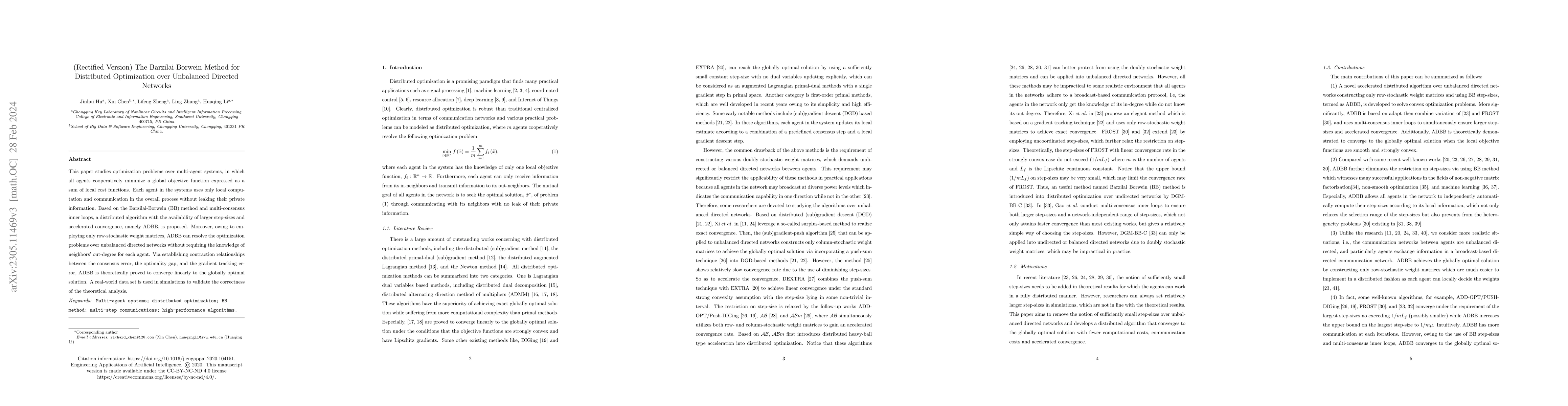 Thumbnail for (Rectified Version) The Barzilai-Borwein Method for Distributed
  Optimization over Unbalanced Directed Networks