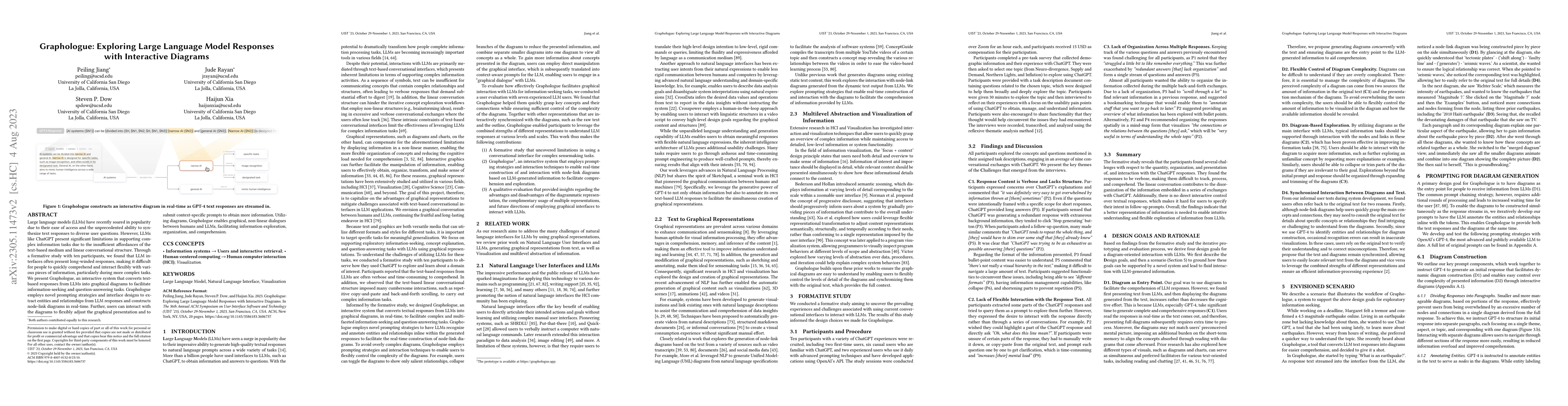 Thumbnail for Graphologue: Exploring Large Language Model Responses with Interactive
  Diagrams