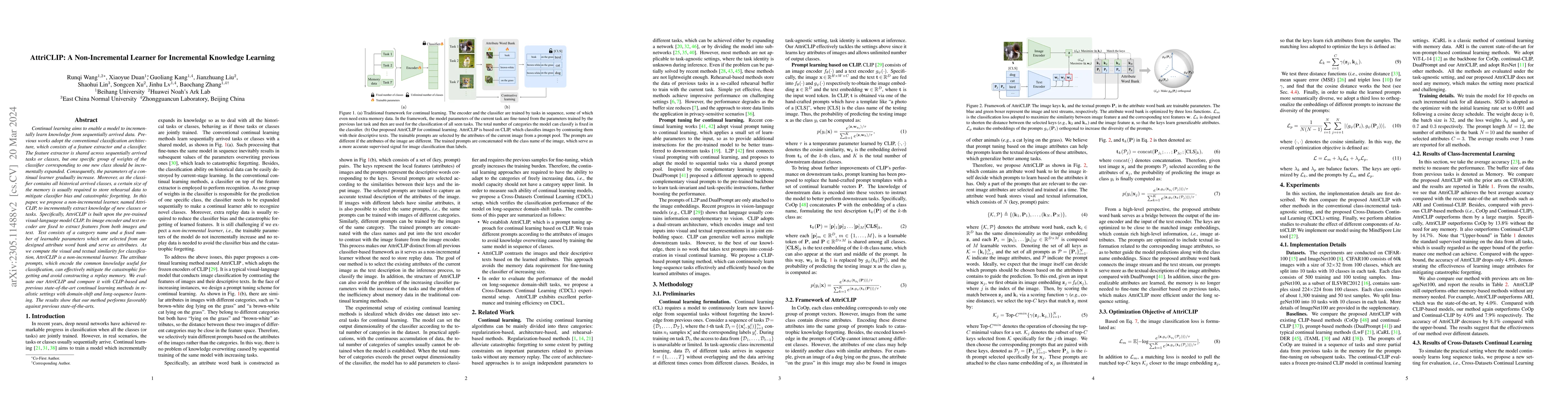 Thumbnail for AttriCLIP: A Non-Incremental Learner for Incremental Knowledge Learning