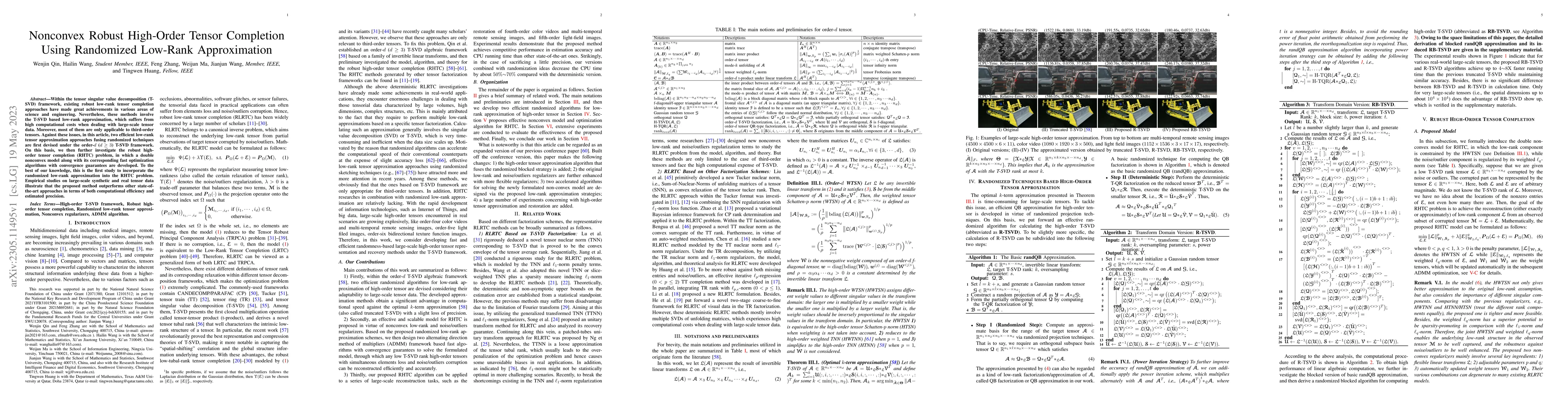 Thumbnail for Nonconvex Robust High-Order Tensor Completion Using Randomized Low-Rank
  Approximation