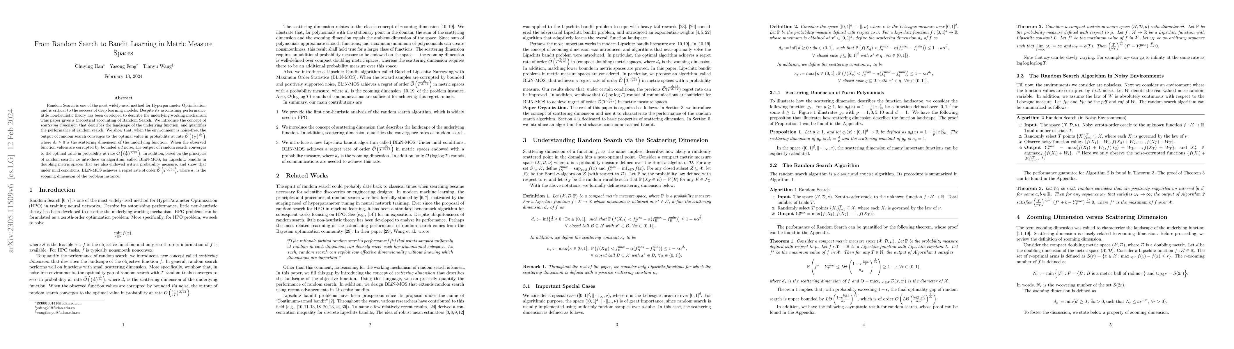 Thumbnail for From Random Search to Bandit Learning in Metric Measure Spaces