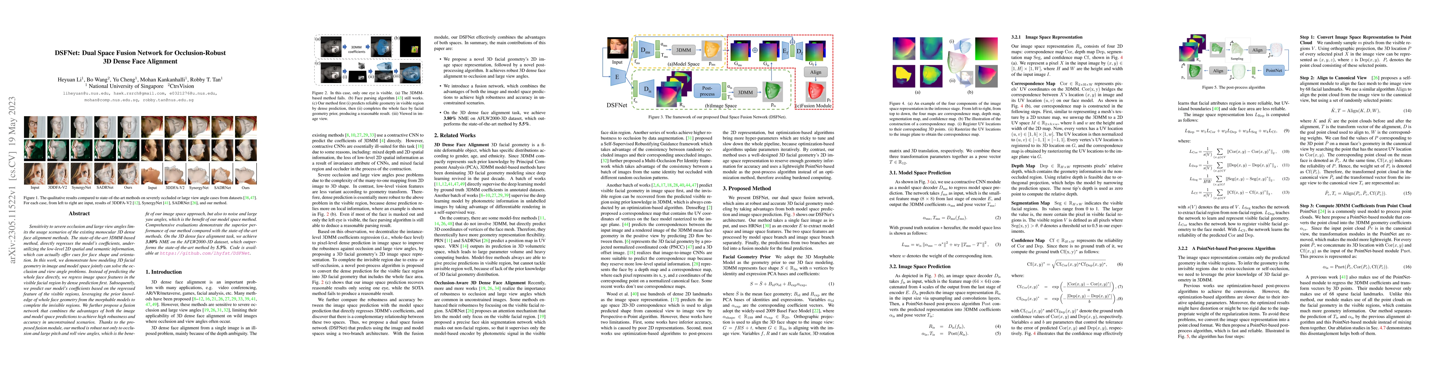 Thumbnail for DSFNet: Dual Space Fusion Network for Occlusion-Robust 3D Dense Face
  Alignment