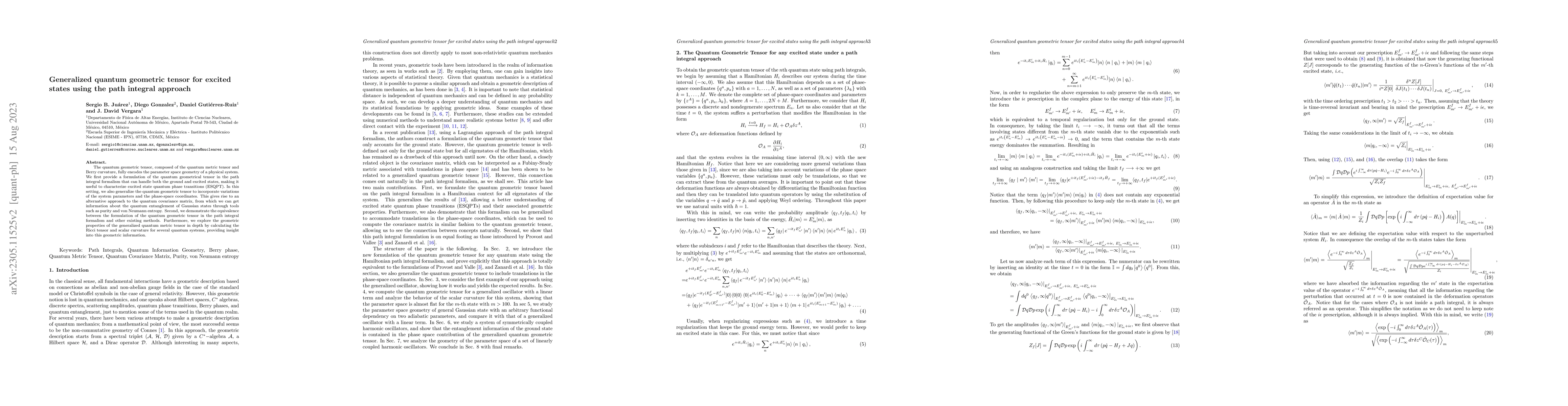 Thumbnail for Generalized quantum geometric tensor for excited states using the path
  integral approach