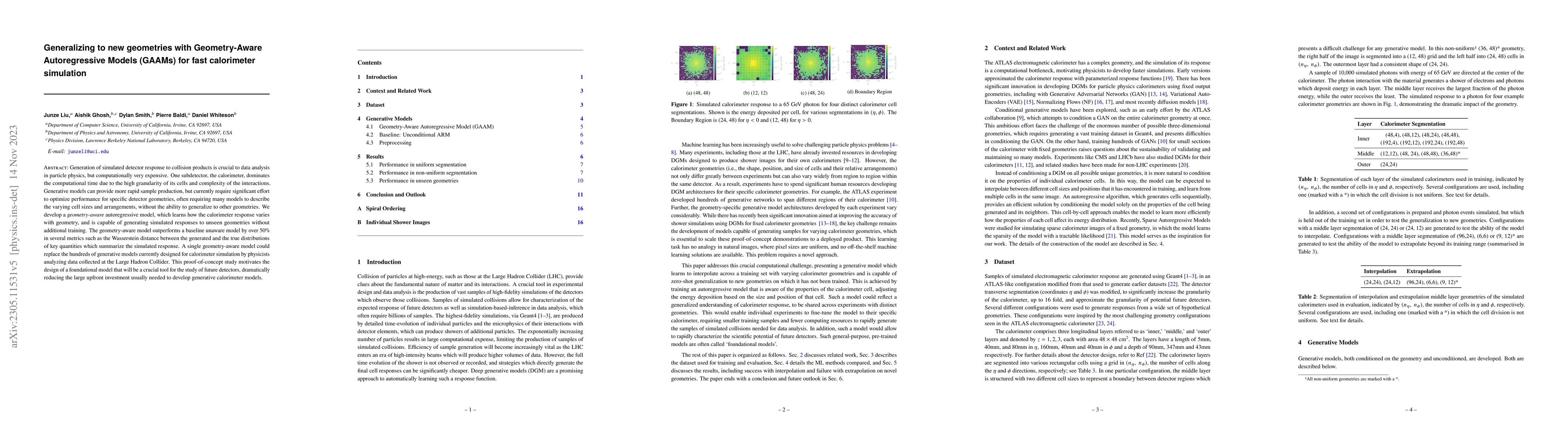 Thumbnail for Generalizing to new geometries with Geometry-Aware Autoregressive Models
  (GAAMs) for fast calorimeter simulation