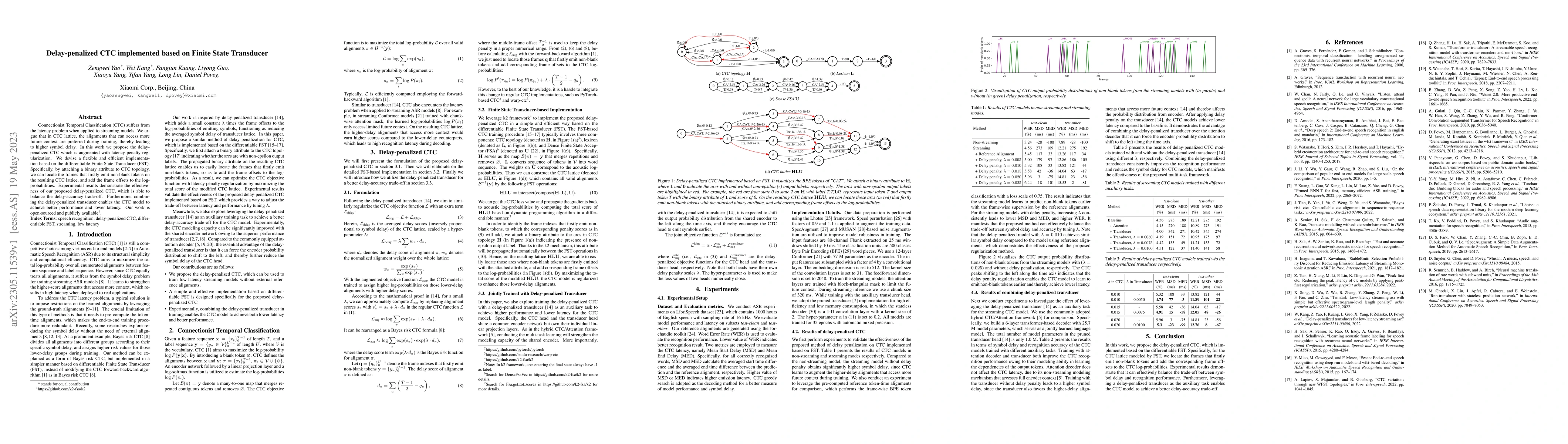 Thumbnail for Delay-penalized CTC implemented based on Finite State Transducer