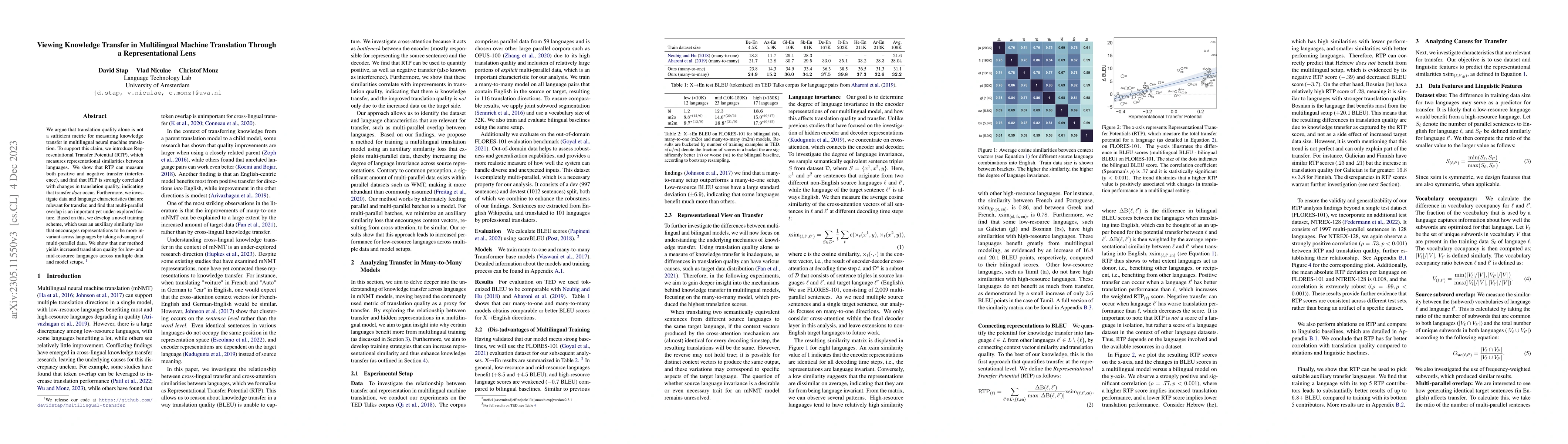 Thumbnail for Viewing Knowledge Transfer in Multilingual Machine Translation Through a
  Representational Lens