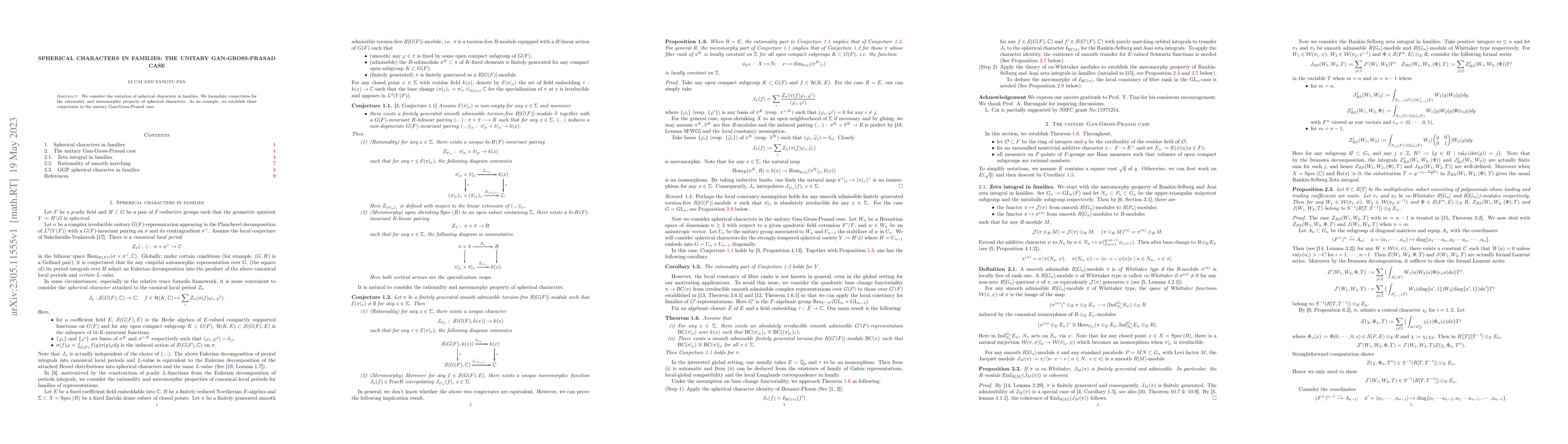 Thumbnail for Spherical Characters in Families: the unitary Gan-Gross-Prasad case