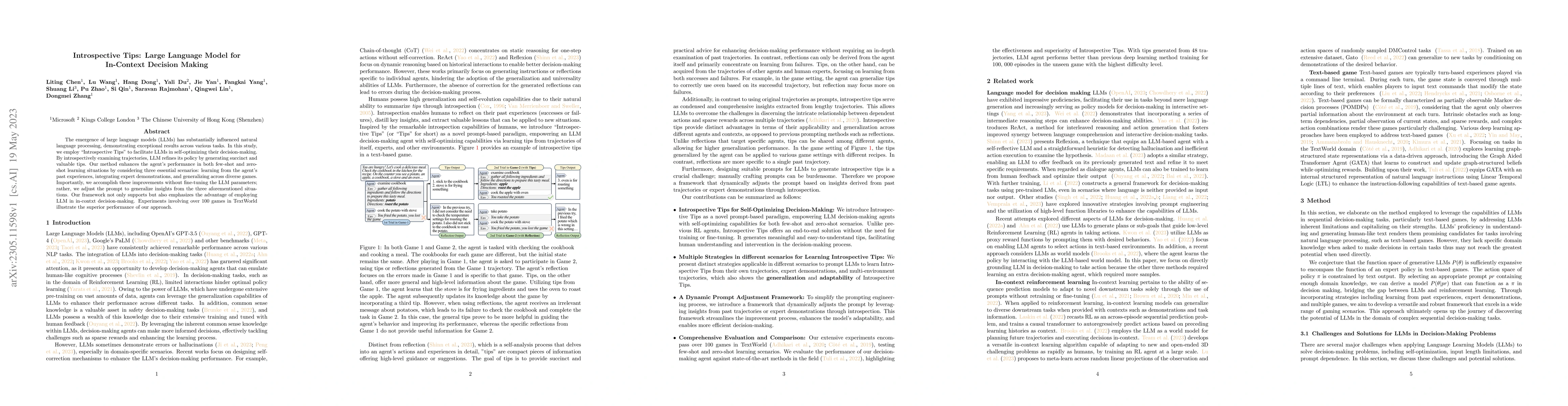 Thumbnail for Introspective Tips: Large Language Model for In-Context Decision Making