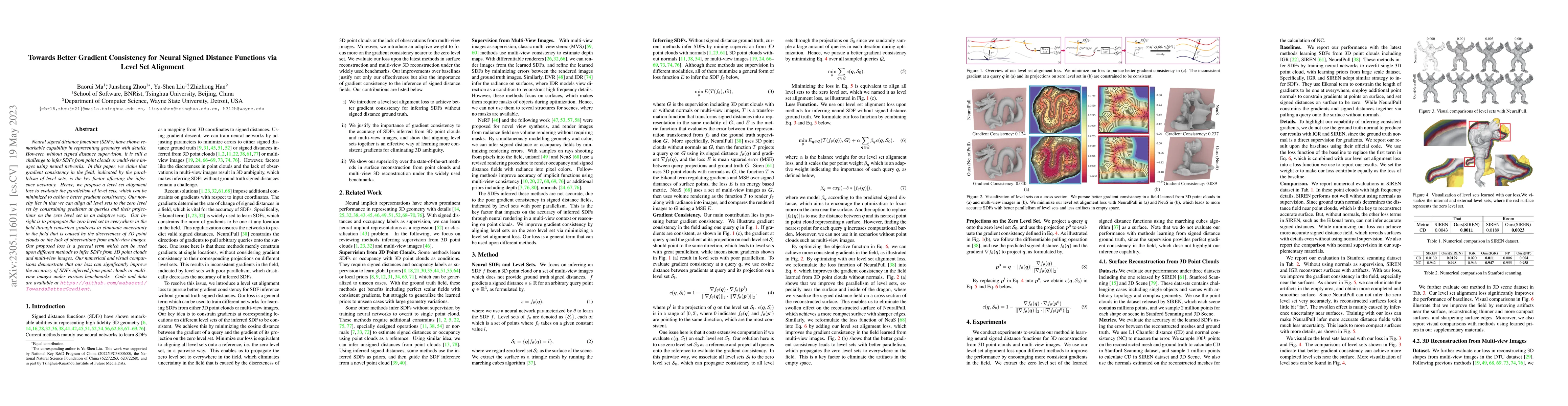 Thumbnail for Towards Better Gradient Consistency for Neural Signed Distance Functions
  via Level Set Alignment