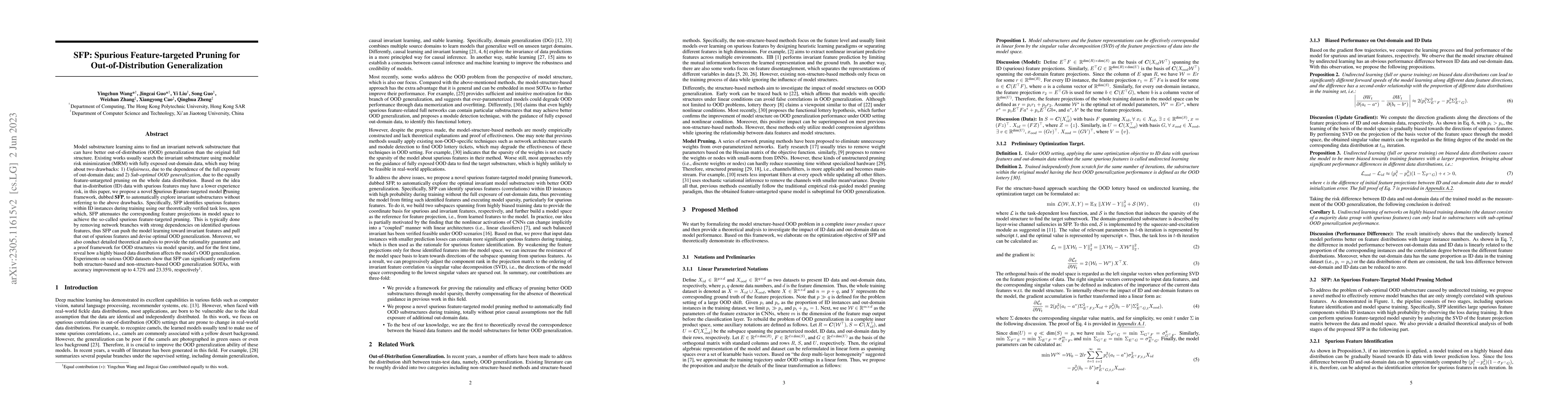 Thumbnail for SFP: Spurious Feature-targeted Pruning for Out-of-Distribution
  Generalization