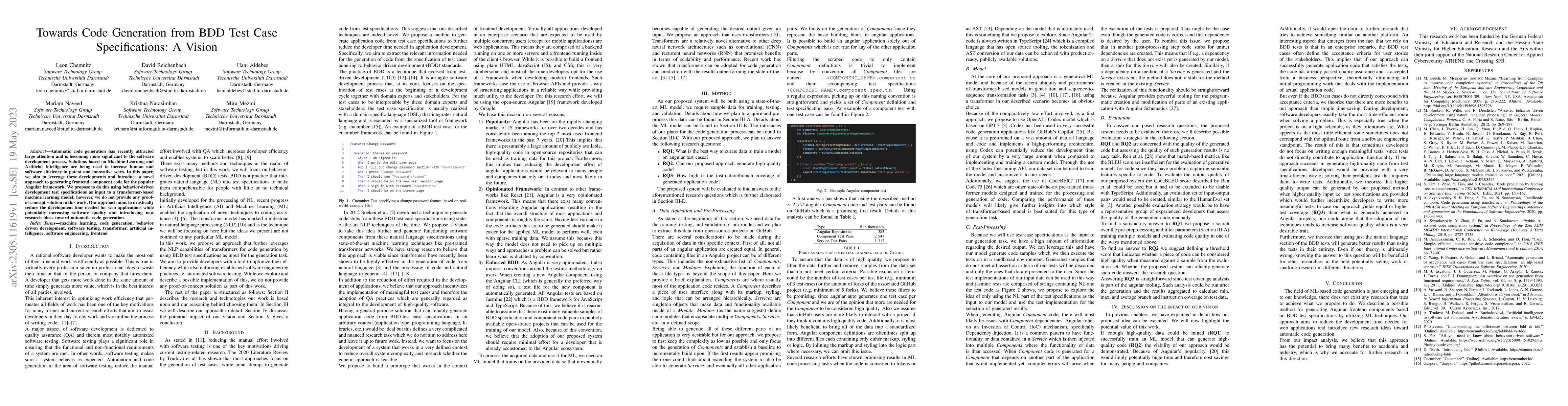 Thumbnail for Towards Code Generation from BDD Test Case Specifications: A Vision