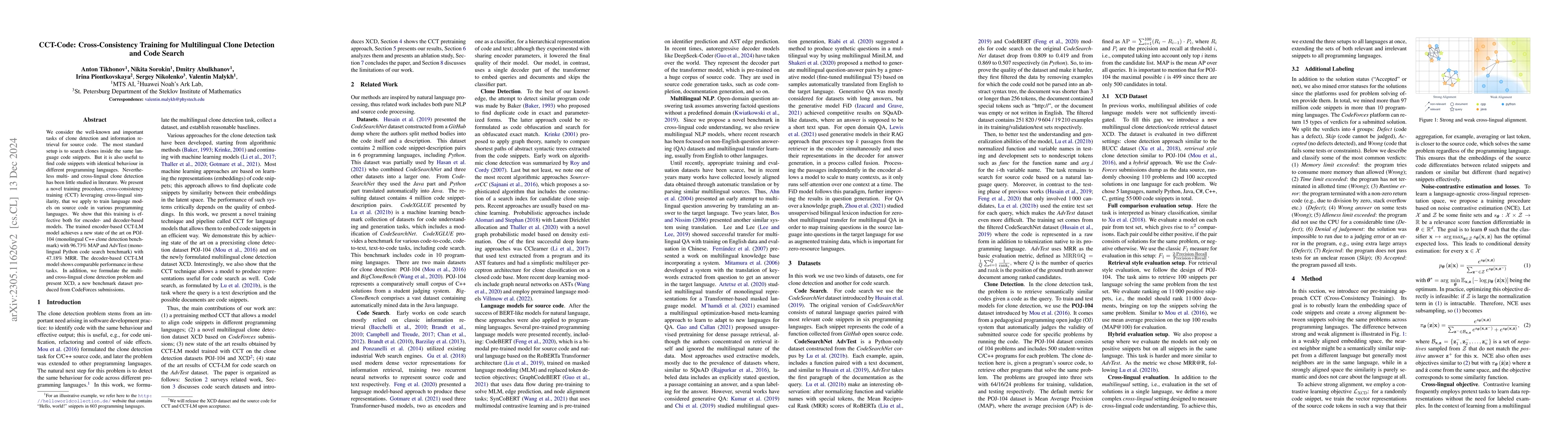 Thumbnail for CCT-Code: Cross-Consistency Training for Multilingual Clone Detection
  and Code Search