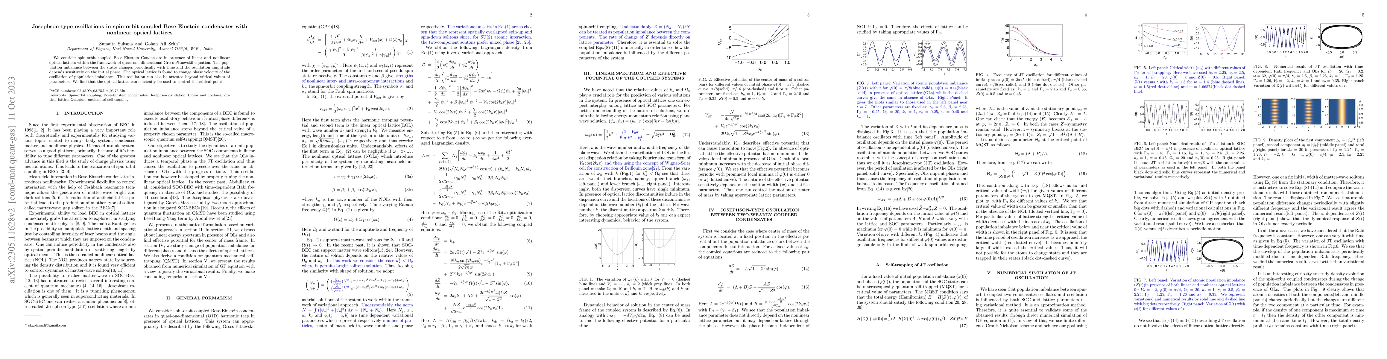 Thumbnail for Josephson-type oscillations in spin-orbit coupled Bose-Einstein
  condensates with nonlinear optical lattices