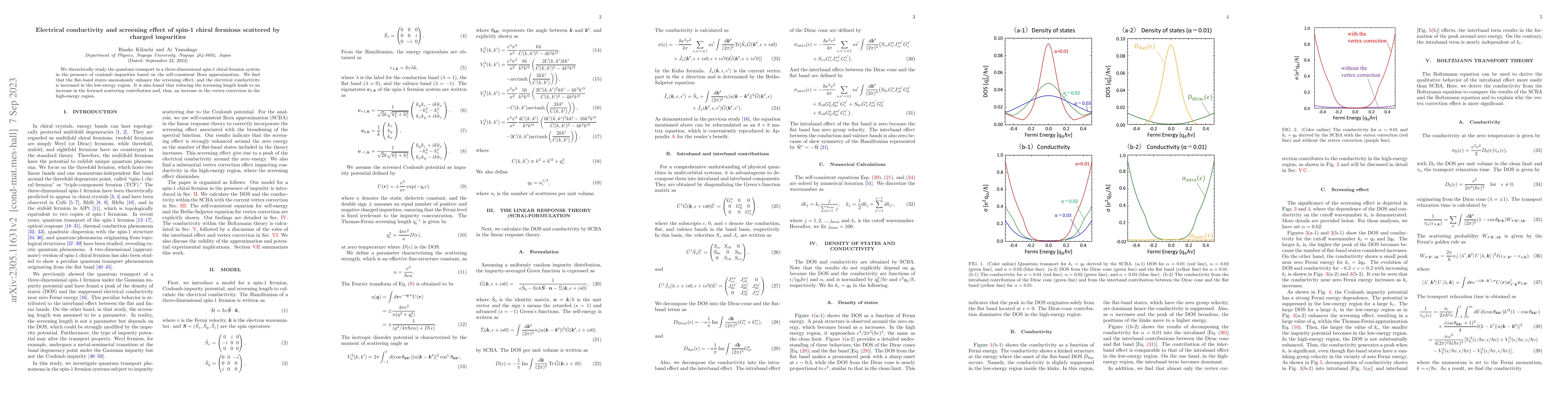 Thumbnail for Electrical conductivity and screening effect of spin-1 chiral fermions
  scattered by charged impurities