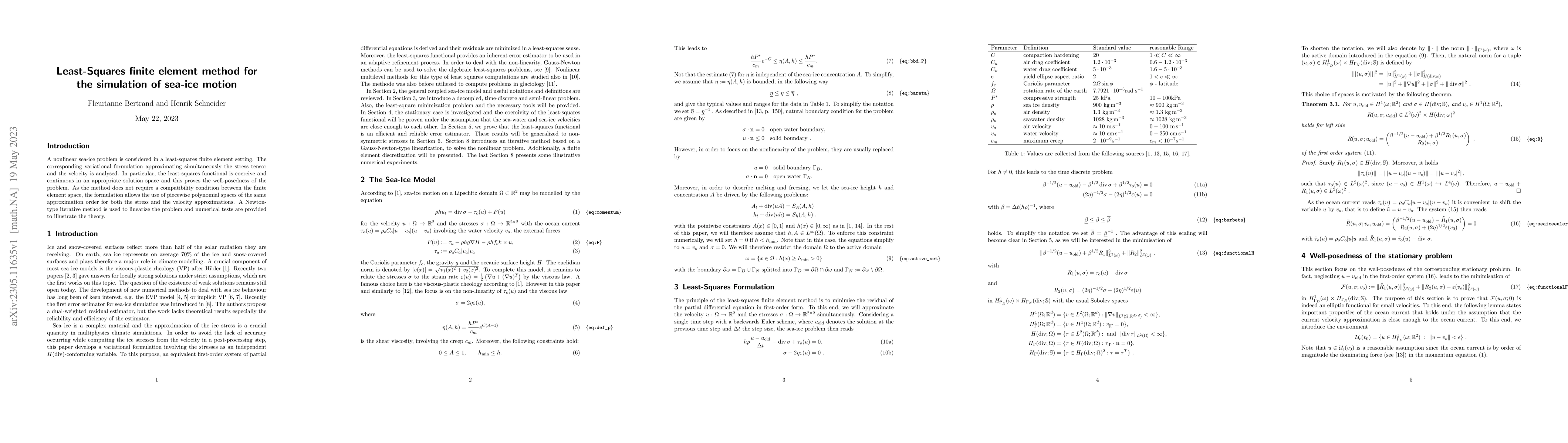 Thumbnail for Least-Squares finite element method for the simulation of sea-ice motion