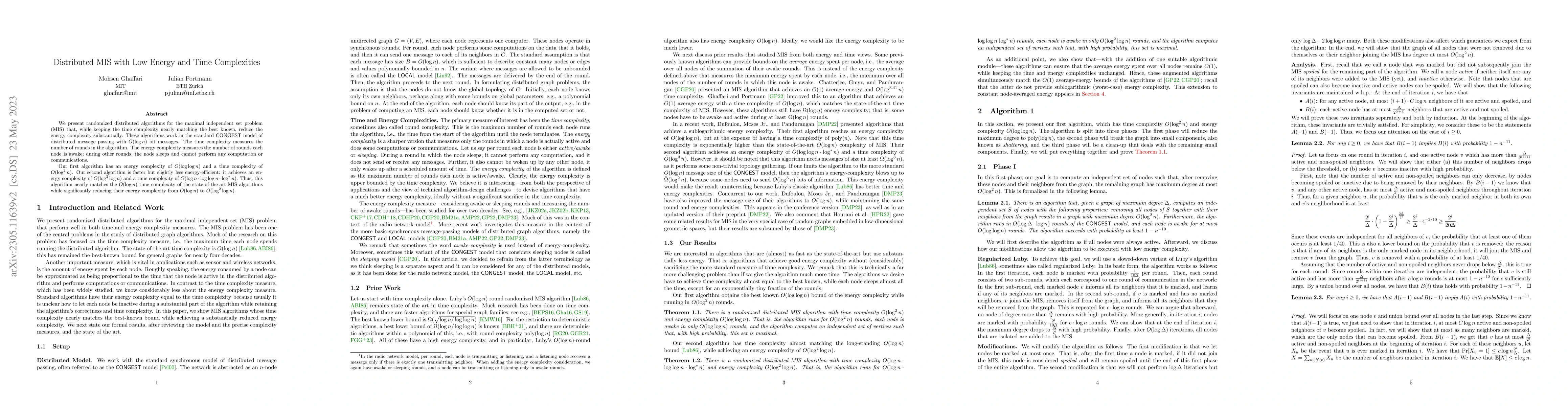 Thumbnail for Distributed MIS with Low Energy and Time Complexities