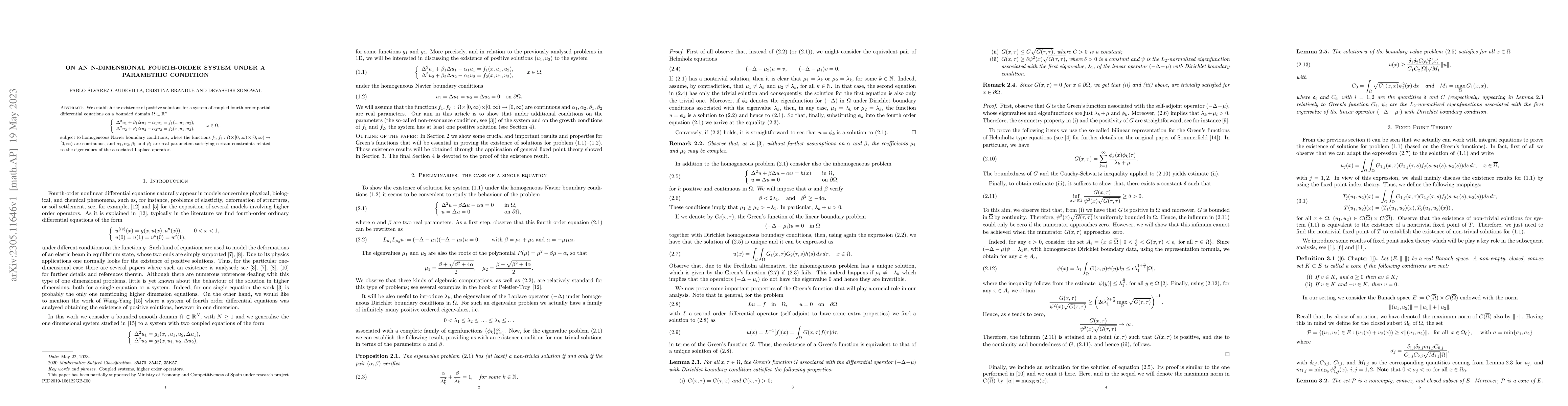 Thumbnail for On an n-dimensional fourth-order system under a parametric condition