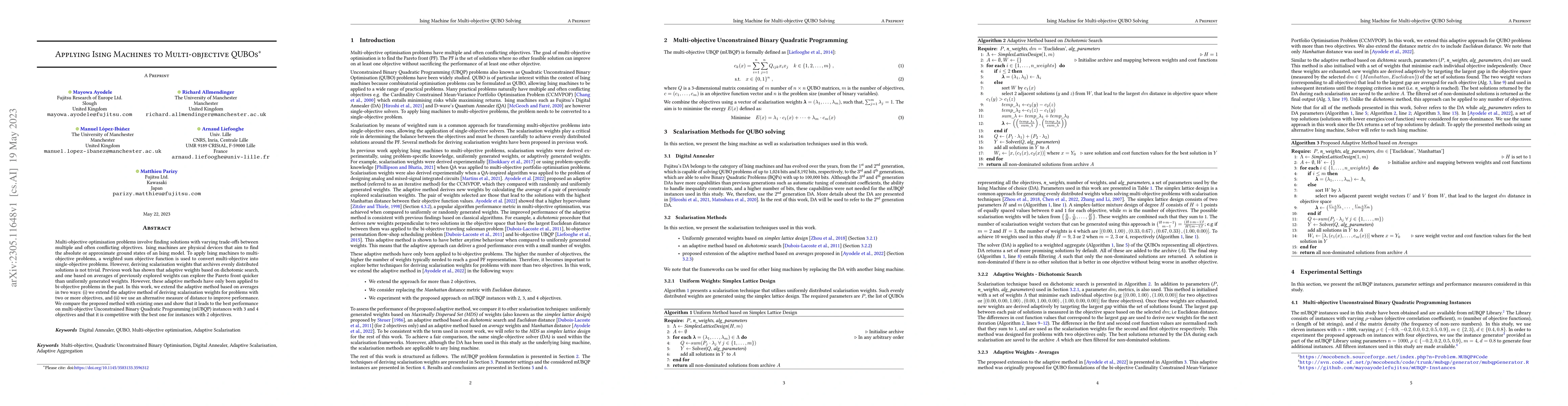 Thumbnail for Applying Ising Machines to Multi-objective QUBOs